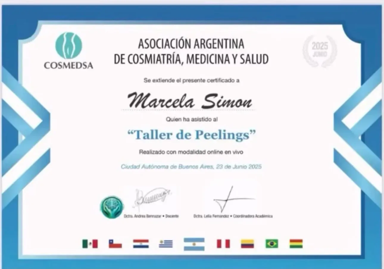 Certificado de COSMEDSA: Taller de peelings